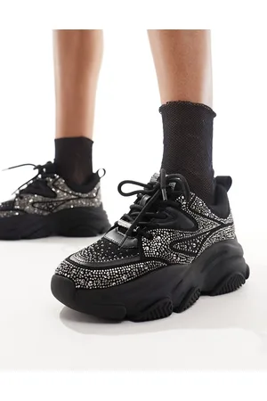Steve Madden Privy - Chunky sneakers med rhinsten i sort