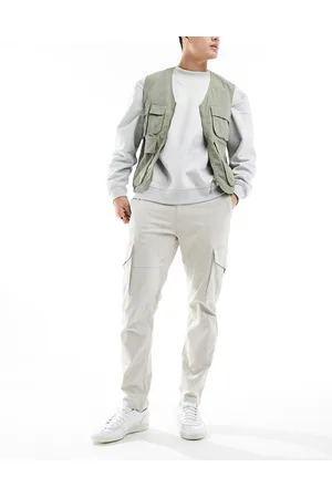Only & Sons Tapered cargobukser i ecrufarve i slim fit-Neutral