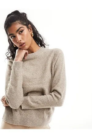 VERO MODA Og meleret striktrøje med rund hals-Neutral