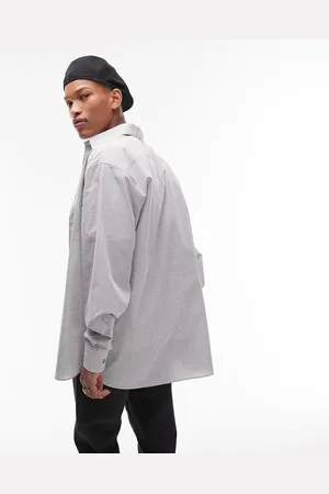 Topman Skjorte med gittertern og lange ærmer i super oversized pasform
