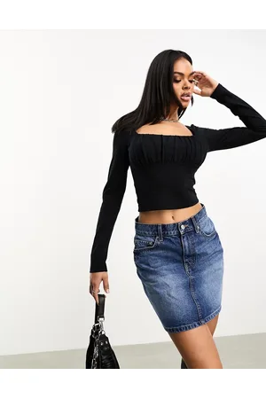 ASOS Top med lange ærmer og samlet detalje ved bryst