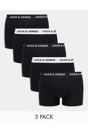 JACK & JONES Pakke med 5 par sorte boksershorts med logo-taljebånd i sort/hvid