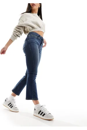 River Island Cropped bootcut-jeans i mørk denim-Blå