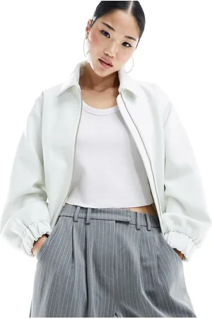 ASOS Hvid bomber-jakke med tekstur og kravedetalje