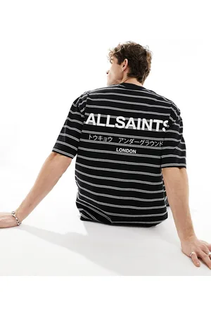 AllSaints Underground - Stribet og oversized T-shirt i sort