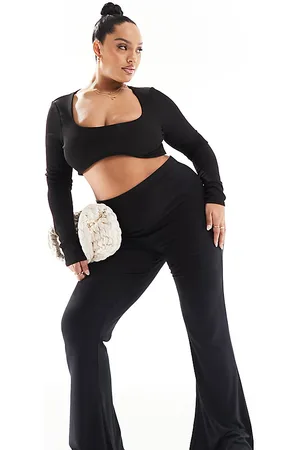 ASOS ASOS DESIGN Curve - Ribstrikkede bukser med svaj og bølgekanter i