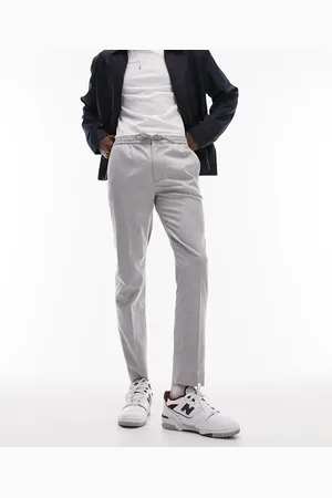 Topman Elegante skinny-bukser med elastisk taljebånd i lysegrå