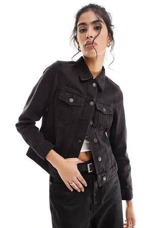 VERO MODA Forvasket og sort denimjakke