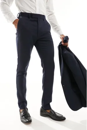 ASOS Skinny Fit-habitbukser med bredt sildebensmønster i uldblanding