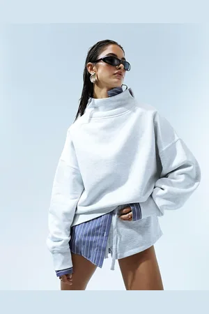 ASOS Gråmeleret højhalset sweatshirt i kraftigt stof