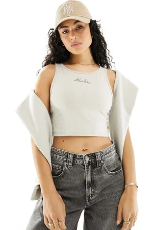 New Era Råhvid top med tekstlogo