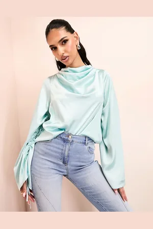 ASOS Og draperedet top med oversized ærmer i satin-Multifarvet