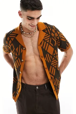 ASOS Ribstrikket skjorte med reverskrave og azteker-print