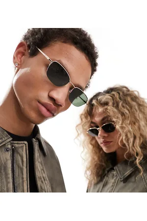 Reclaimed Sorte unisex-solbriller med D-stel