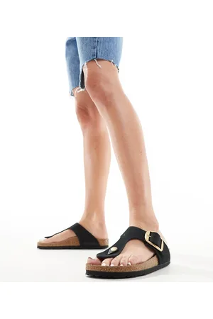 Birkenstock Gizeh - Sorte sandaler i nubuck-læder med store spænder