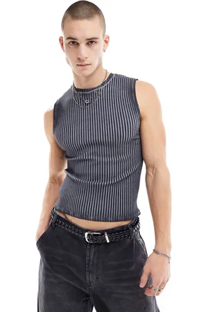 ASOS Forvasket grå ribstrikket tætsiddende tanktop-Grøn