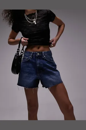 Topshop Mom-denimshorts med A-form i mørkeblå