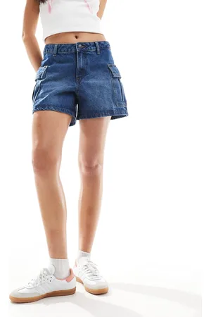 Noisy May Blå cargo-denimshorts