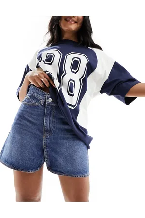 ASOS Blå mininederdel med krydset talje i denim