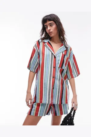 Topshop Skjorte med striber i hør - Del af sæt
