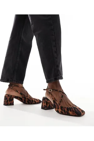 ASOS Sko med mellemhøj blokhæl og firkantet tå i leopardmønster-Multifarvet