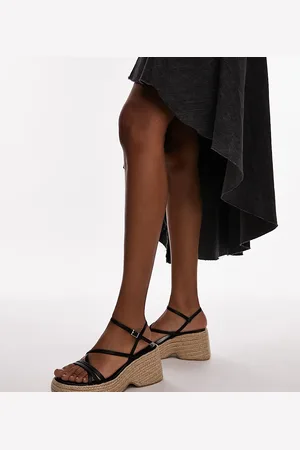 Topshop Wide Fit - Jess - Sorte espadriller med kilehæl