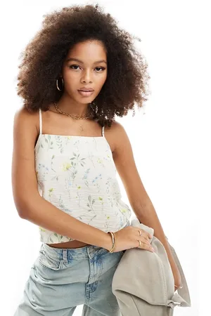 VERO MODA Strappy top i vintageblomstret print-Hvid