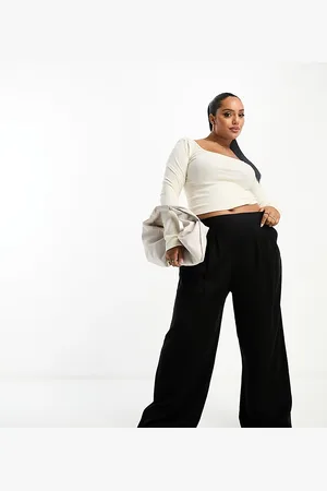 ASOS ASOS DESIGN Curve - Sorte bukser med vide ben og lige front