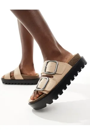 Pull&Bear Sandaler med to remme i imiteret ruskind-Neutral