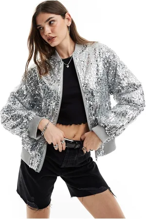 ASOS Oversized bomber-jakke med multifarvede pailletter