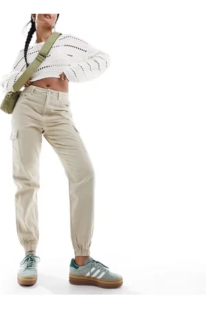 New Look Beige cargobukser med manchetter