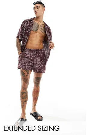 ASOS Badeshorts med bandanaprint - Del af sæt-Rød