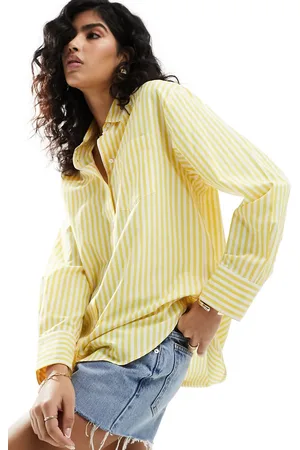 Stradivarius Oversized poplin-skjorte med striber i