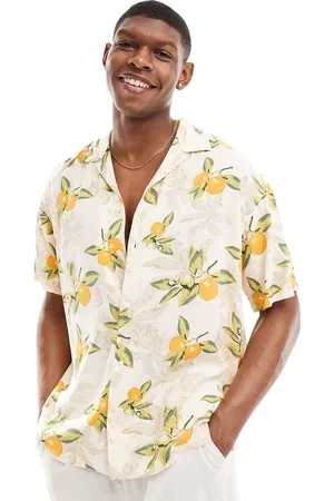 JACK & JONES Skjorte med reverskrave og citronprint-Hvid