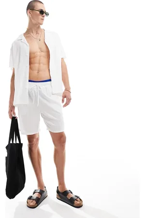 South Beach Hvide shorts i hørblanding-Sort