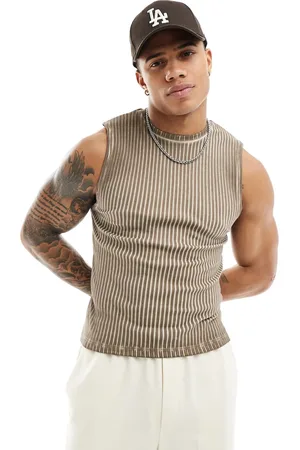 ASOS Tætsiddende, ribstrikket tanktop i olievask