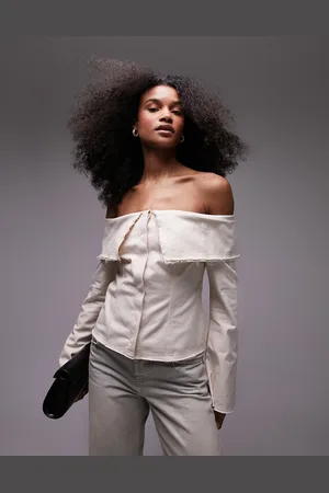 Topshop Cremefarvet offshoulder-top i kraftigt stof-Hvid