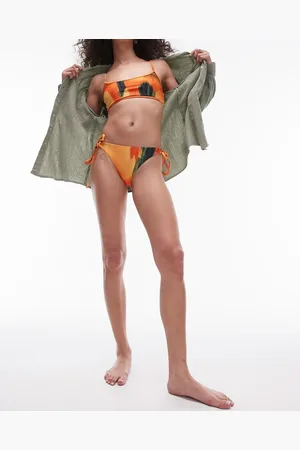 Topshop Bikinitrusser med bindebånd i siden og papaya-print