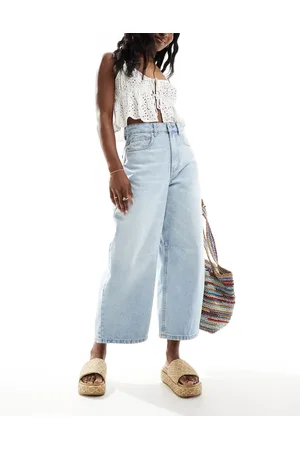 ASOS Hvid croptop med kantede udskæringsdetaljer-Blå
