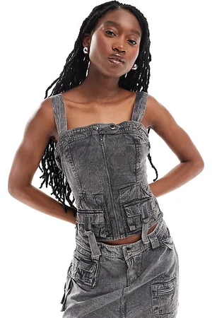 Reclaimed Denimtop - Del af sæt-Grå