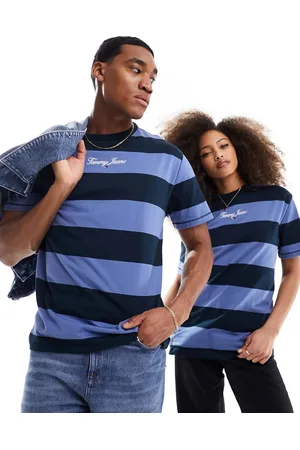 Tommy Hilfiger Unisex-T-shirt med og multifarvede striber i regular fit