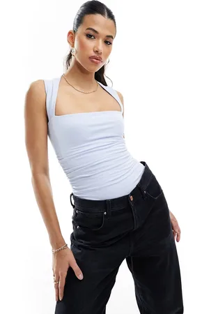 Abercrombie & Fitch Babyblå bodystocking med portræthals