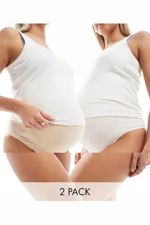 Mama;licious Mamalicious Maternity - Pakke med 2 hvide og beige G-strenge med taljekant over maven-Multifarvet