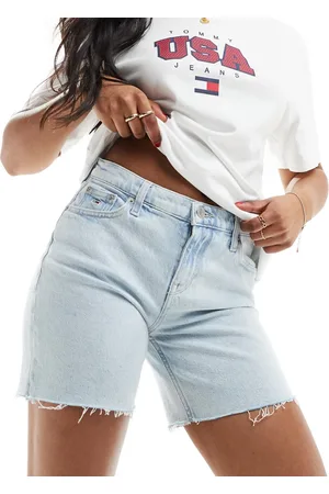 Tommy Hilfiger Maddie - Denimshorts med mellemhøj talje i lys vask-Blå
