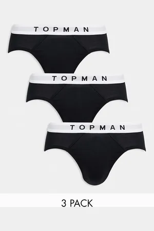 Topman Pakke med 3 par sorte boksershorts med hvidt taljebånd