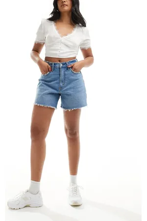 Abercrombie & Fitch Curve - Love - Lyseblå dad-denimshorts