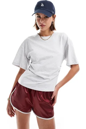 ASOS T-shirt i meleret lysegrå med korset-talje