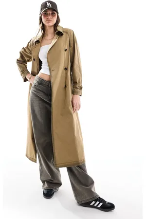 MANGO Vasket mørkebrun trenchcoat
