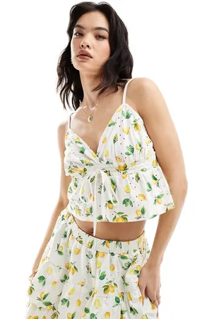 ASOS Babydoll-top med broderi og cami-stropper samt - Del af sæt-Multifarvet