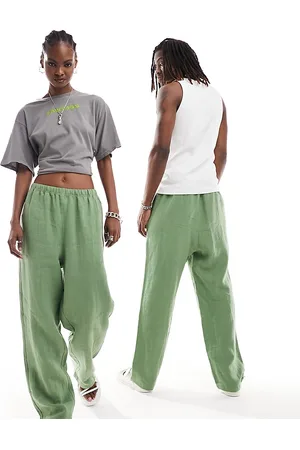 Weekday Unisex Seth - Grønne hørbukser - Kun hos ASOS